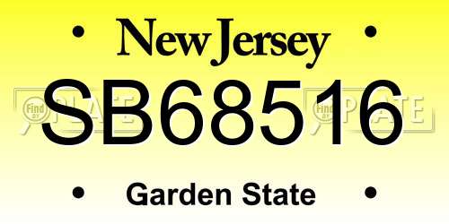 SB68516 New Jersey License Plate