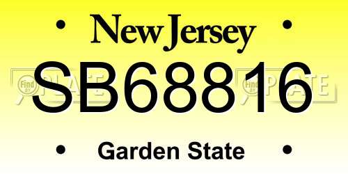 SB68816 New Jersey License Plate