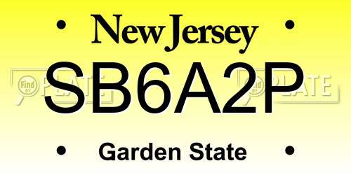 SB6A2P New Jersey License Plate