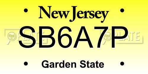 SB6A7P New Jersey License Plate