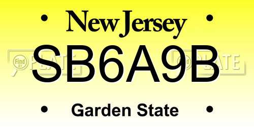 SB6A9B New Jersey License Plate
