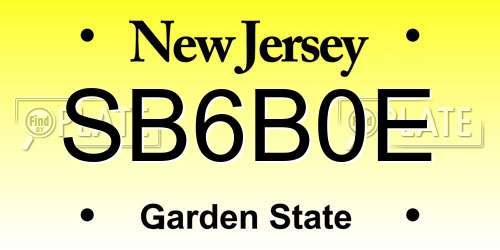 SB6B0E New Jersey License Plate