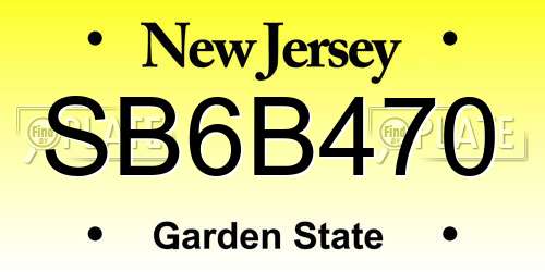 SB6B470 New Jersey License Plate