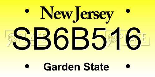 SB6B516 New Jersey License Plate
