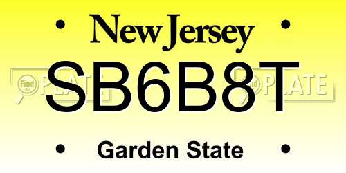 SB6B8T New Jersey License Plate