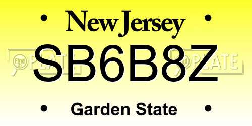 SB6B8Z New Jersey License Plate