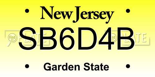 SB6D4B New Jersey License Plate