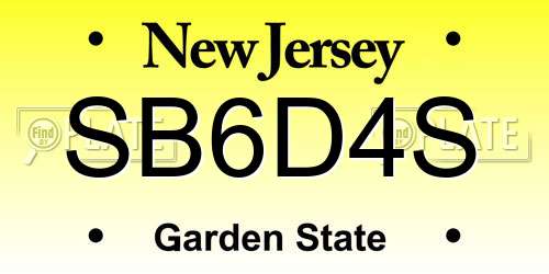 SB6D4S New Jersey License Plate