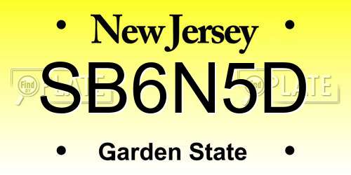 SB6N5D New Jersey License Plate