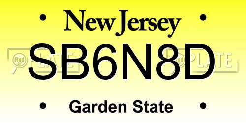 SB6N8D New Jersey License Plate