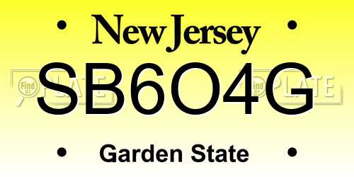 SB6O4G New Jersey License Plate