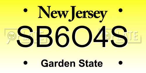 SB6O4S New Jersey License Plate