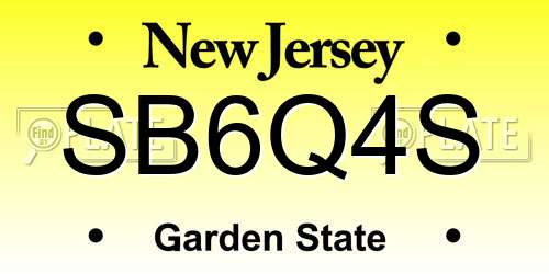 SB6Q4S New Jersey License Plate