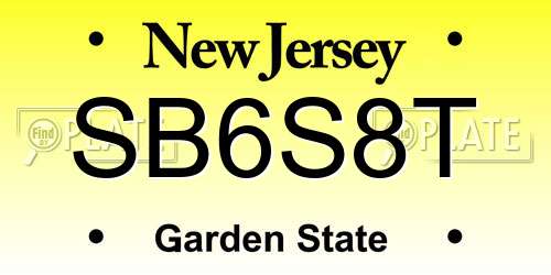 SB6S8T New Jersey License Plate