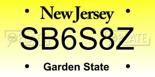SB6S8Z New Jersey License Plate