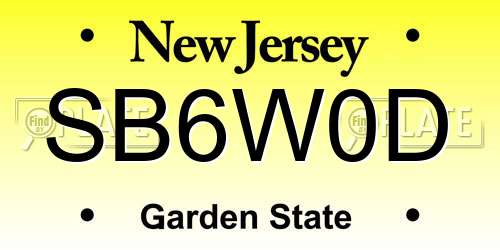 SB6W0D New Jersey License Plate