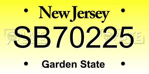 SB70225 New Jersey License Plate