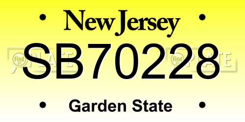 SB70228 New Jersey License Plate