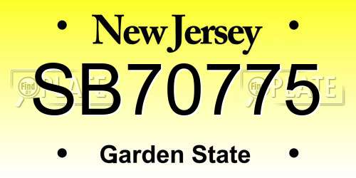 SB70775 New Jersey License Plate