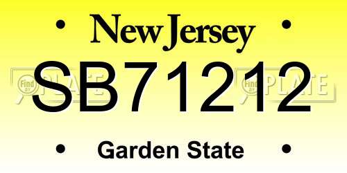 SB71212 New Jersey License Plate