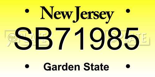 SB71985 New Jersey License Plate