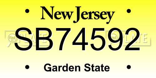 SB74592 New Jersey License Plate