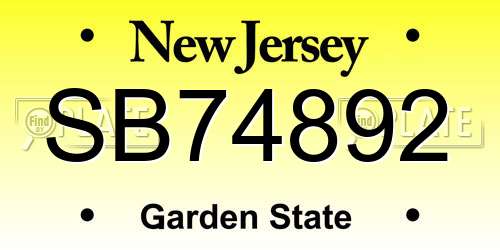 SB74892 New Jersey License Plate