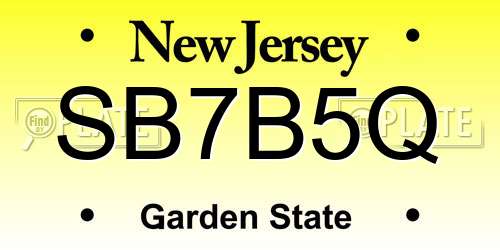 SB7B5Q New Jersey License Plate