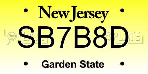 SB7B8D New Jersey License Plate