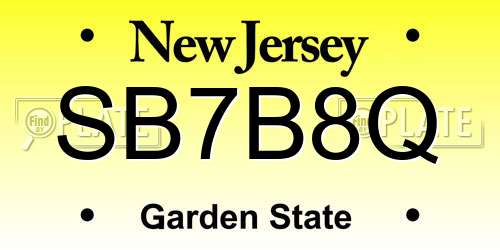 SB7B8Q New Jersey License Plate