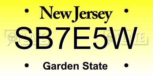 SB7E5W New Jersey License Plate