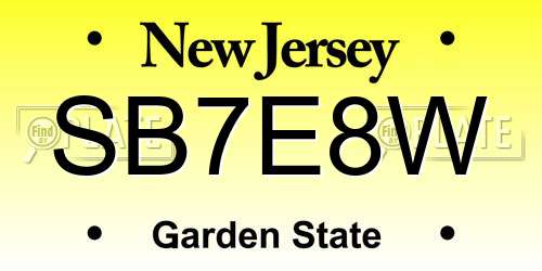 SB7E8W New Jersey License Plate
