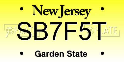 SB7F5T New Jersey License Plate