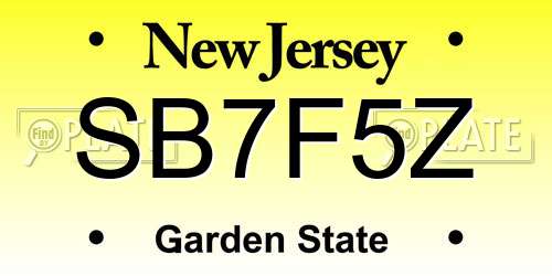 SB7F5Z New Jersey License Plate