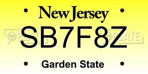 SB7F8Z New Jersey License Plate