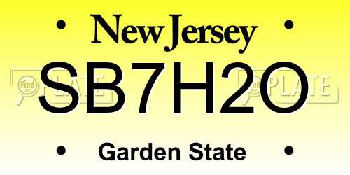 SB7H2O New Jersey License Plate