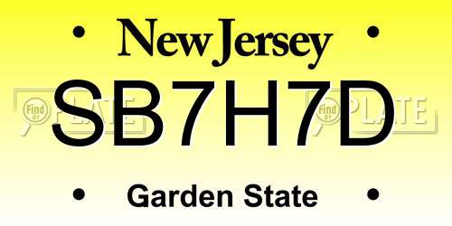 SB7H7D New Jersey License Plate