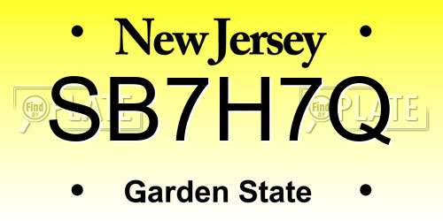 SB7H7Q New Jersey License Plate