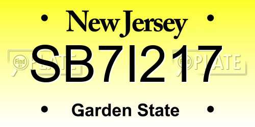 SB7I217 New Jersey License Plate