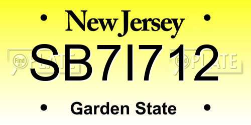 SB7I712 New Jersey License Plate