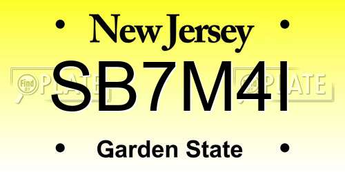 SB7M4I New Jersey License Plate