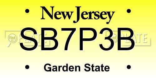 SB7P3B New Jersey License Plate