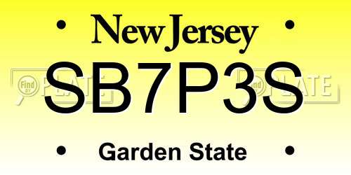 SB7P3S New Jersey License Plate