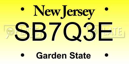 SB7Q3E New Jersey License Plate