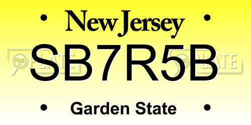 SB7R5B New Jersey License Plate