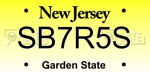 SB7R5S New Jersey License Plate