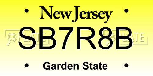 SB7R8B New Jersey License Plate