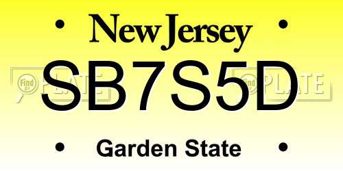 SB7S5D New Jersey License Plate