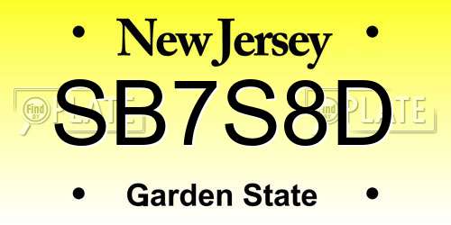SB7S8D New Jersey License Plate