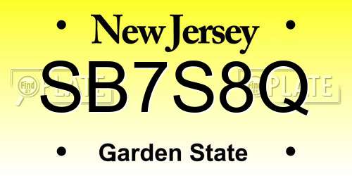 SB7S8Q New Jersey License Plate